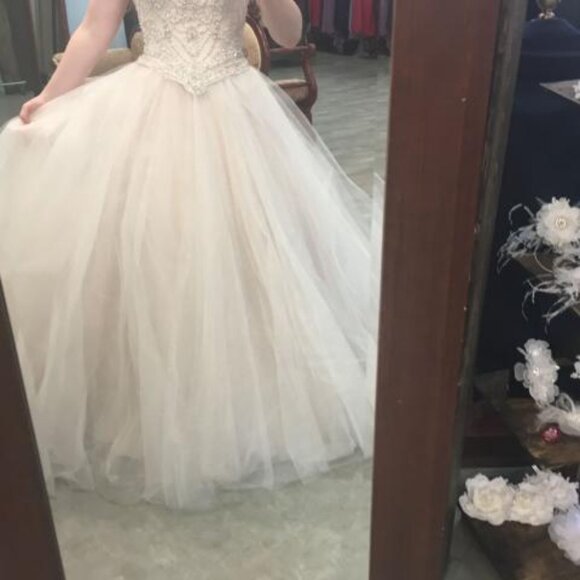 Sample BLUSH PINK Wedding Dress, BLING Prom Princess Disney Ballgown Cinderella - Picture 2 of 15